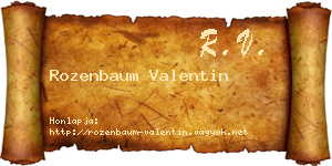 Rozenbaum Valentin névjegykártya